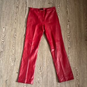BCBG MAXAZRIA Womens 6 Red Leather Pants